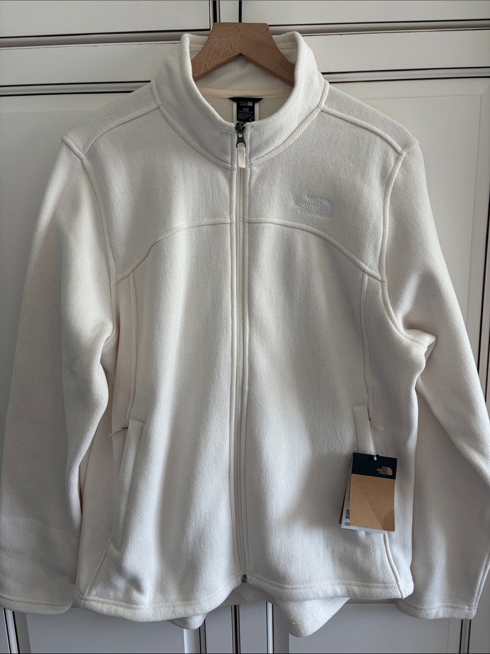 Rare North Face Sweater Fleece Full Zip Jacket Outdoor Soft Cream Womens Size XL